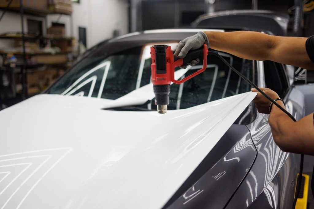 Paint protection film (PPF) is made from thermoplastic urethane. It is an extremely durable, crystal-clear material that protects the factory paint.
